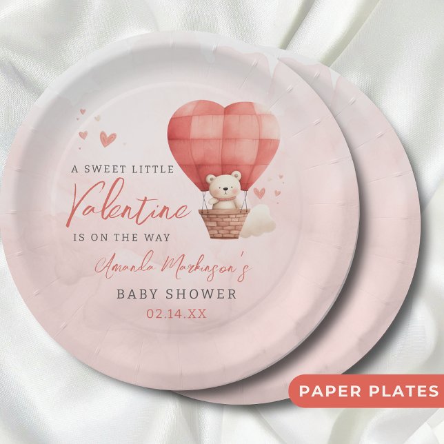 A Sweet Little Valentine is on the Way Baby Shower Paper Plate (Creator Uploaded)