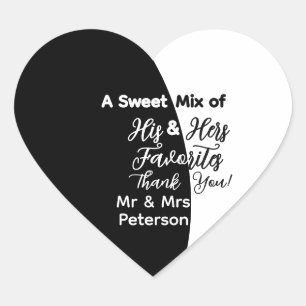 A Sweet Mix of His Hers Favourite Wedding Favour Heart Sticker