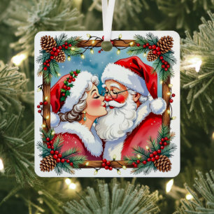 A Sweet Old-Fashioned Christmas   Mr and Mrs Claus Metal Tree Decoration