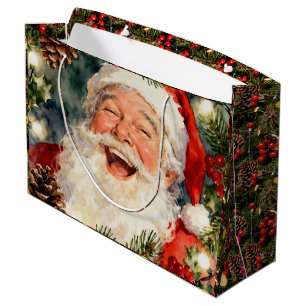 A Sweet Old-Fashioned Santa Vintage Christmas Large Gift Bag