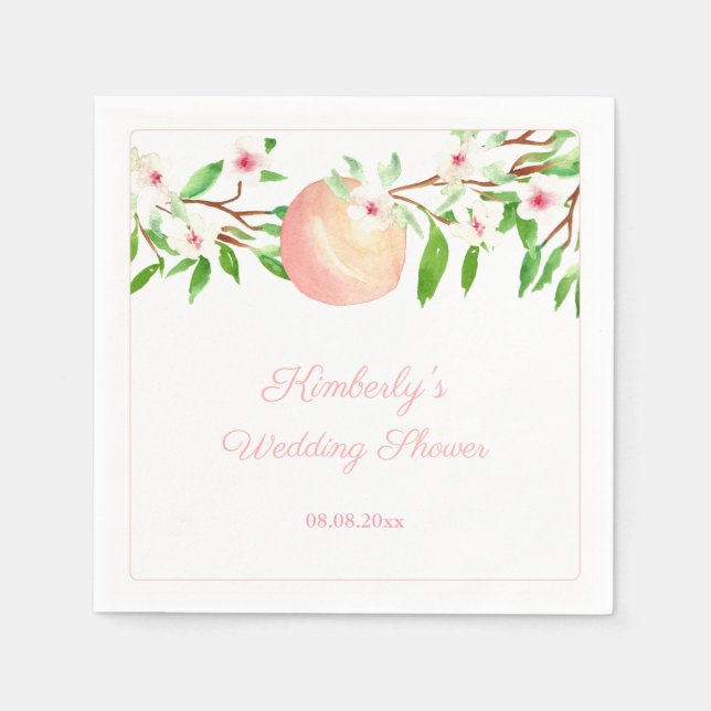 A Sweet Peach Is Getting Married Wedding Shower Napkin (Front)