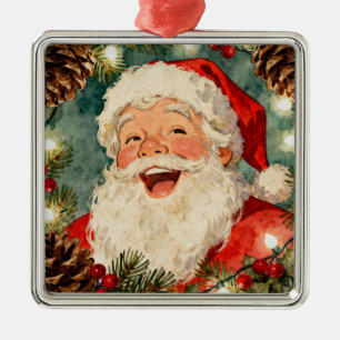 A Sweet Retro Santa Claus Vintage Christmas Metal Tree Decoration