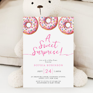 A Sweet Surprise Sprinkle Doughnuts Girl Baby Show Invitation