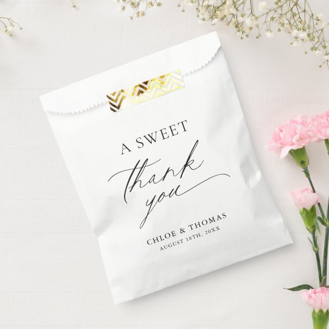 A Sweet Thank You Black & White Minimalist Favour Bags (Sealed)
