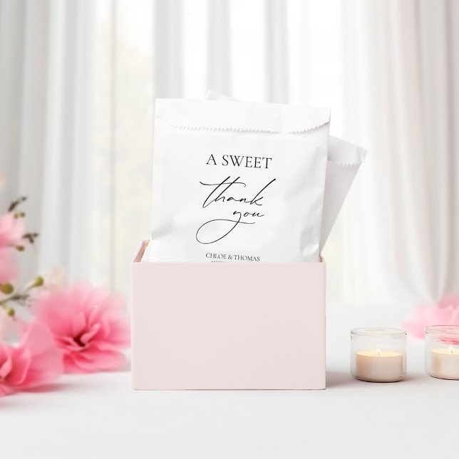 A Sweet Thank You Black & White Minimalist Favour Bags (A Sweet Thank You Black & White Minimalist Favor Bag)