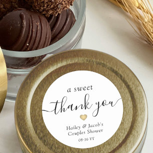A Sweet Thank You Couples Wedding Shower Favour Classic Round Sticker