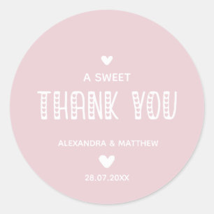 A Sweet Thank You! Cute Typography Blush Wedding Classic Round Sticker