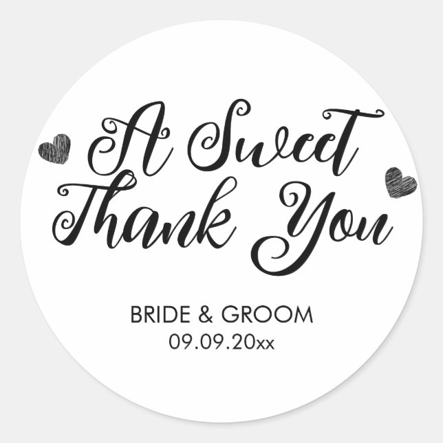 A Sweet Thank You Favour, Treat, Gift  Classic Round Sticker (Front)