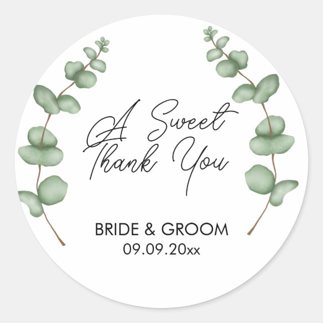 A Sweet Thank You Favour, Treat, Gift  Classic Round Sticker (Front)
