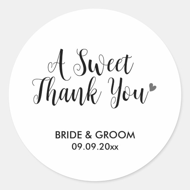 A Sweet Thank You Favour, Treat, Gift Classic Round Sticker (Front)