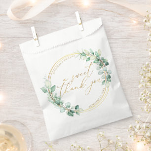 A Sweet Thank You Gold Eucalyptus Greenery Wedding Favour Bags