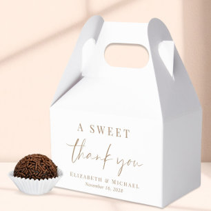 A Sweet Thank You Gold Script Wedding Favour Box
