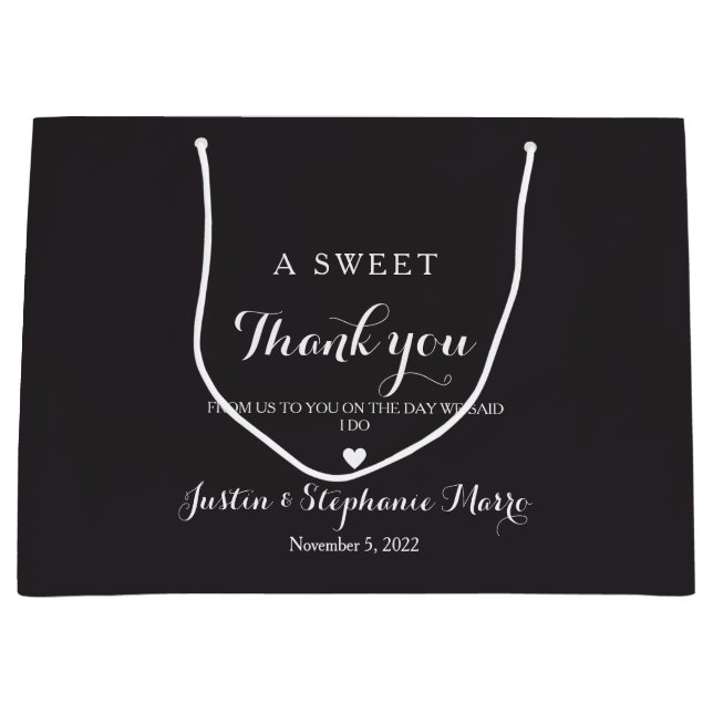 A Sweet Thank You Minimalist Wedding Large Gift Bag (Front)