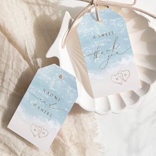 A Sweet Thank You Modern Script Sand Hearts Beach  Gift Tags