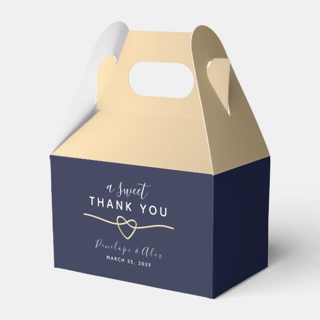 A Sweet Thank You Navy Blue Wedding  Favour Box (Front Side)