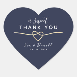 A Sweet Thank You Navy Blue Wedding Heart Sticker