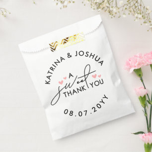 A Sweet Thank You Pink Hearts Wedding Favour Favour Bags