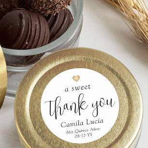 A Sweet Thank You Quinceañera Modern 15th Birthday Classic Round Sticker