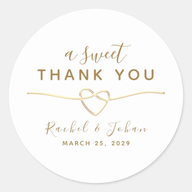 A Sweet Thank You Wedding Classic Round Sticker (Front)