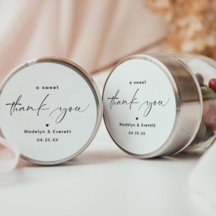 A Sweet Thank You Wedding Classic Round Sticker