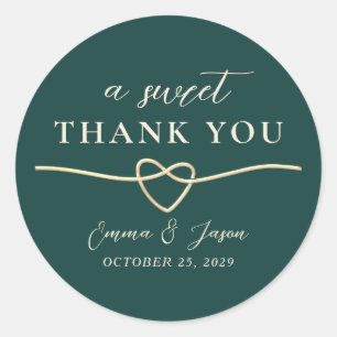 A Sweet Thank You Wedding Favour Classic Round Sticker
