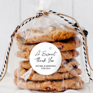 A Sweet Thank You Wedding Favour Classic Round Sticker