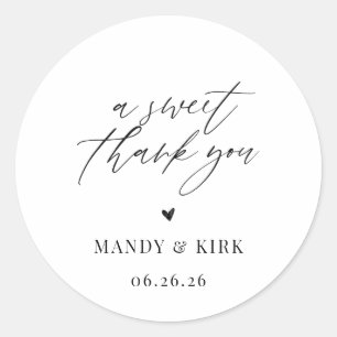A Sweet Thank You Wedding Favour Sticker
