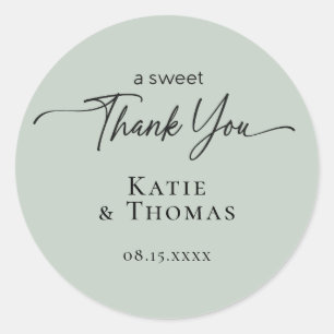 A Sweet Thank You Wedding Stickers Sage Green