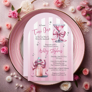 A Sweet Tini One Pink Coquette Girl Baby Shower Invitation