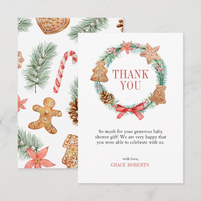 A Sweetie Is On Way  Baby Shower Thank You Card (Front/Back)