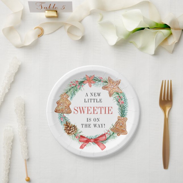 A Sweetie Is On Way Cookie Christmas Baby Shower  Paper Plate (Wedding)