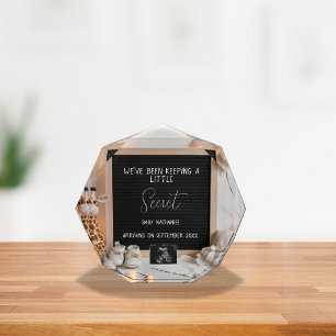 A sweetly sitting giraffe  pregnancy announcement  photo block