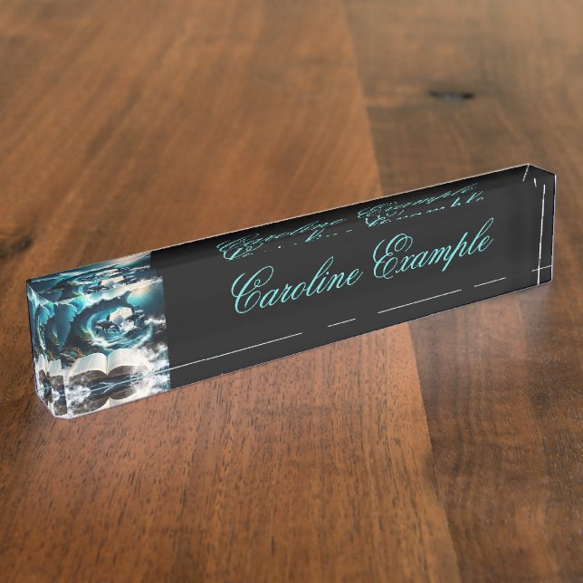 A Swimming steampunk Orca in the wave. Nameplate (Side)