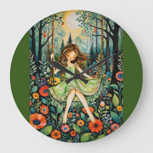 A Swing In Nature Chases The Blues Away Large Clock