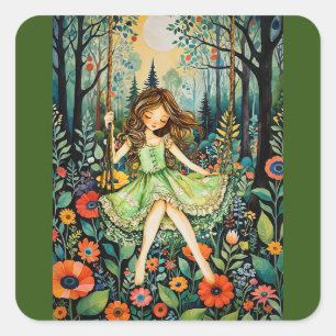 A Swing In Nature Chases The Blues Away Square Sticker