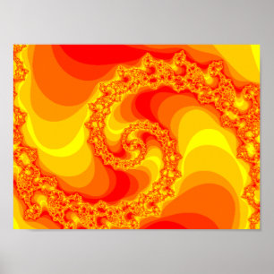 A swirling fire fractal graphic poster