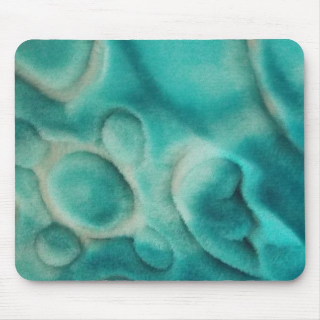 A swirling pattern in teal and light beige mouse mat (Front)