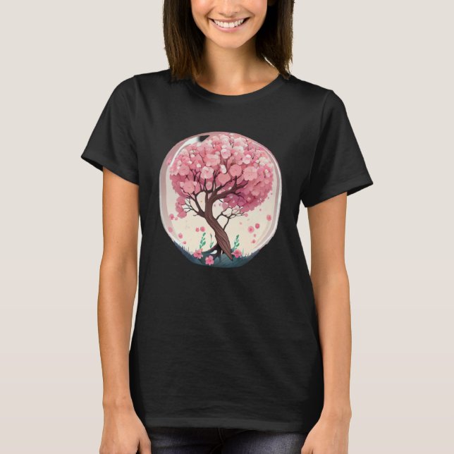 A Symbolic and Meaningful Pink Cherry Blossom Tree T-Shirt (Front)