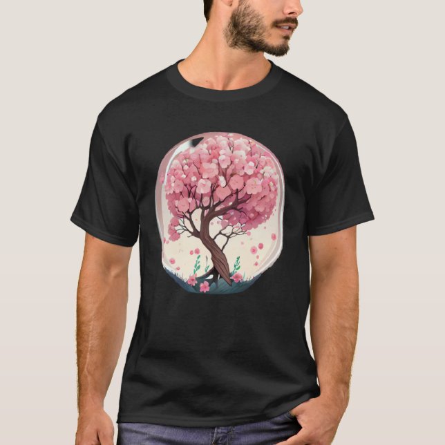 A Symbolic and Meaningful Pink Cherry Blossom Tree T-Shirt (Front)