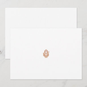A symmetrical design featuring brown geometric mot invitation