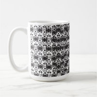 A symmetrical monochrome design featuring intricat