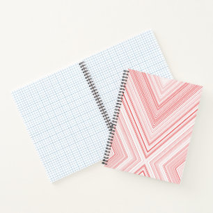 A symmetrical pattern featuring red and pink moti Notebook