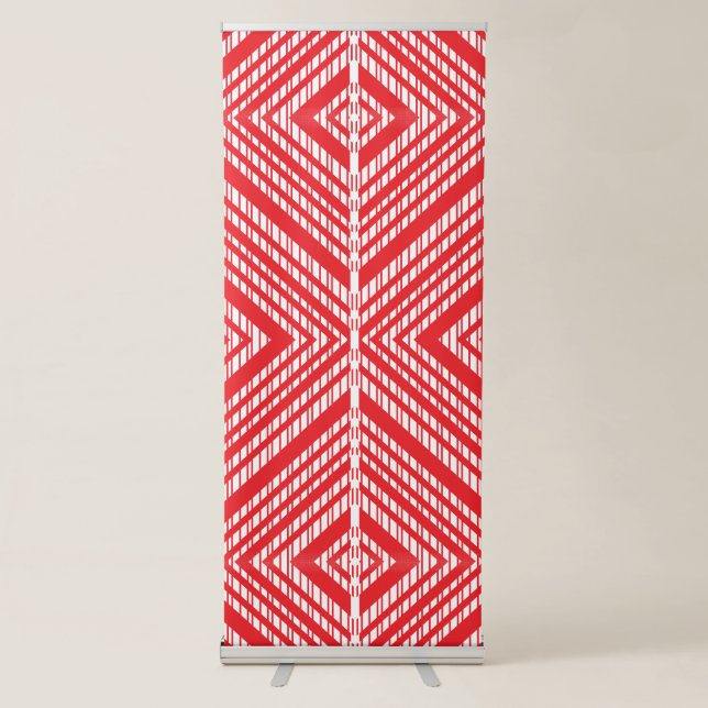 A symmetrical pattern featuring red, orange, and p retractable banner (Front)