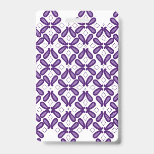 A symmetrical pattern featuring white and purple m ID badge