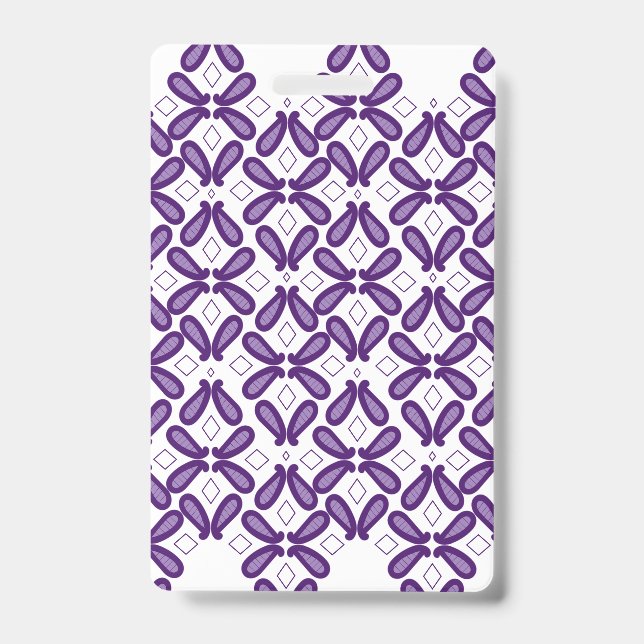 A symmetrical pattern featuring white and purple m ID badge (Front)