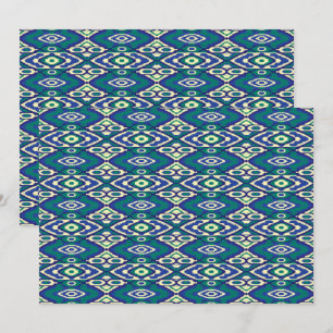A symmetrical pattern of blue motifs on a textile  thank you card