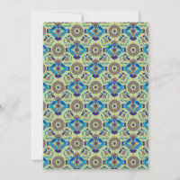 A symmetrical textile design featuring blue and or