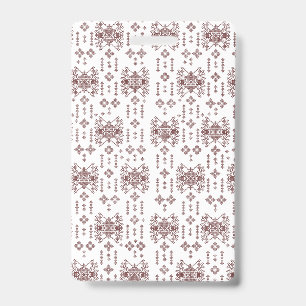 A symmetrical white wrapping paper featuring a rep ID badge
