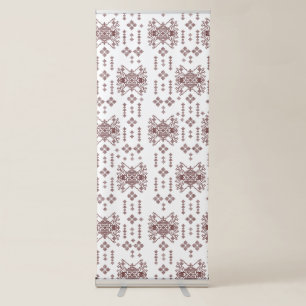 A symmetrical white wrapping paper featuring a rep retractable banner