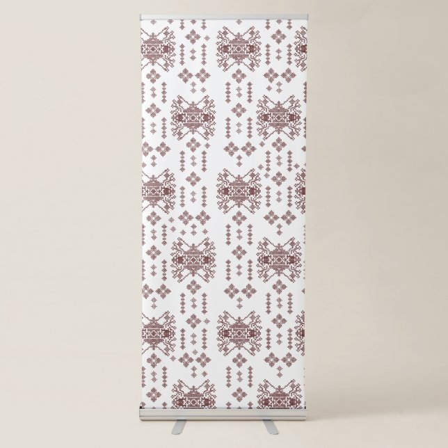 A symmetrical white wrapping paper featuring a rep retractable banner (Front)